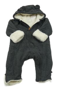 Antracitová tepláková zateplená kombinéza s kapucňou H&M