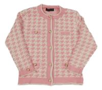 Ružovo-biely vzorovaný prepínaci sveter