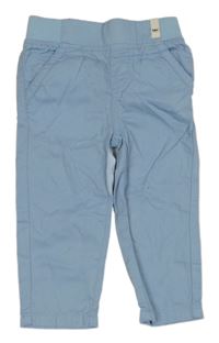 Svetlomodré plátenné nohavice s úpletovým pasom