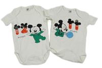 2x bílé žebrované body s Mickeym