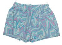 Azurovo-bílo-lila vzorované bavlněné kraťasy C&A