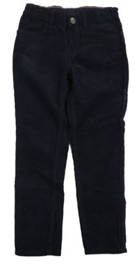 Tmavomodré menšestrové slim fit nohavice H&M