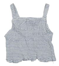 Bielo-modrý pruhovaný crop top Zara