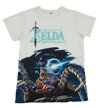 Bílo-barevné sportovní tričko s potiskem - The Legend of Zelda