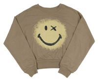 Hnedá oversize mikina so smajlíkom H&M