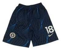 Černo-modré vzorované fotbalové kraťasy Nike - Chelsea