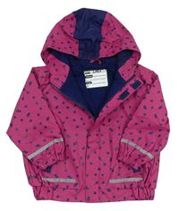 Ružovo-tmavomodrá vzorovaná nepromokavá jarná bunda s kapucňou x-mail