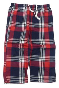 Červeno-tmavomodro-bílé kostkované pyžamové kalhoty 