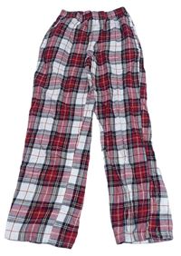 Červeno-bielo-tmavomodré kockované pyžamové nohavice H&M