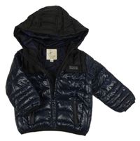 Tmavomodro-čierna šušťáková zateplená zateplená bunda s kapucňou River Island