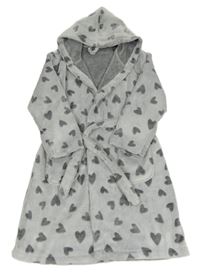 Šedý plyšový župan se srdíčky a kapucí George