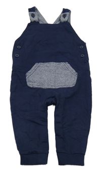 Tmavomodré laclové tepláky s pruhovanou kapsou George