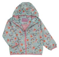 Světlemodrá vzorovaná šusťáková jarní bunda s Peppou a kapucí 