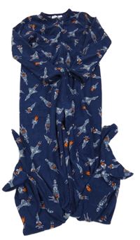 Tmavomodrý fleecový overal s raketami 