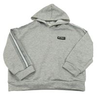 Sivá melírovaná mikina s pruhmi a kapucňou shein