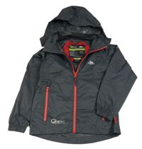 Tmavosivá šušťáková nepromokavá bunda s logom a kapucňou Trespass