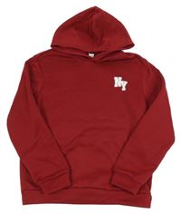 Vínová mikina s písmenky a kapucňou