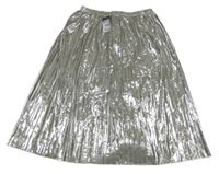 Nové - stříbrná skládaná metalická sukně Primark