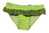 Neonově zelené puntíkaté plavkové kalhoty s volánkem 