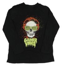 Černé triko s lebkou PRIMARK