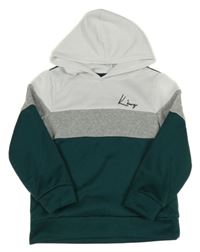 Zeleno-biela mikina s kapucňou shein