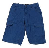 Tmavomodré plátěné chno kraťasy s kapsami tchibo