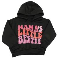 Čierna mikina s ružovymi nápisy a kapucňou