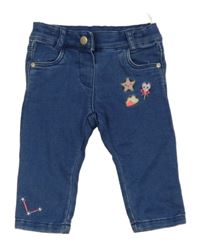 Modré skinny rifle s výšivkami C&A