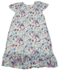 Smotanové kvetované šifónové šaty C&A