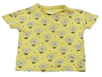 Žlté kvetované tričko s bodkami F&F