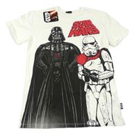 Smetanovo-čierne tričko s Darth Vaderem a Stormtrooperem Matalan