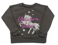 Antracitová mikina s jednorožcom zn. Primark