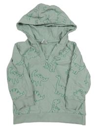 Mintová mikina s diny a kapucí Topomini