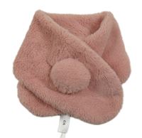 Ružová kožušinová šál s brmbolcom