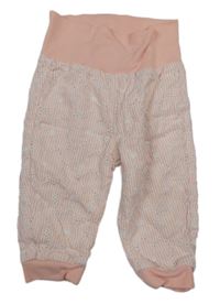 Ružovo-biele pruhované kvetované nohavice S. Oliver