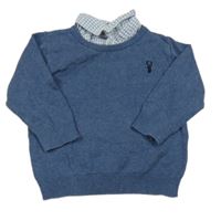 Modrý svetr s košilovou vsadkou Next