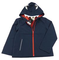 Nové - Tmavomodrá šusťáková podšitá bunda s kapucí - dino Kuniboo