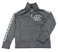 Šedá melírovaná propínací sportovní mikina s nápisy a míčem Nike