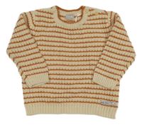 Smetanovo-oranžový pruhovaný sveter