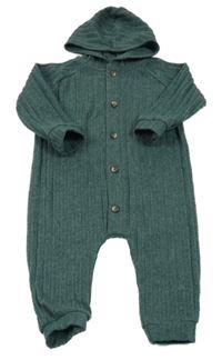 Tmavozelená rebrovaná úpletová kombinéza s kapucňou George