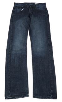 Tmavomodré široké slim rifle H&M