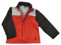 Červeno-čierno-sivá šušťáková jarná bunda s kapucňou Alive