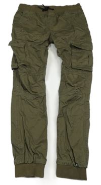 Khaki plátěné podšité cargo cuff kalhoty Chapter young