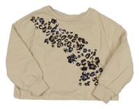 Béžová crop mikina s leopardím vzorom a flitrami Next
