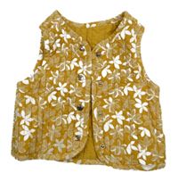 Okrovo-biela kvetovaná prešívaná vesta