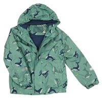 Zelená šusťáková jarní bunda s velrybami a kapucí Lily & Dan