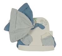 Nové - 4set - 2x čepice - modrá + bílo-modrá pruhovaná + 2x rukavice - modré + modro-bílé pruhované Primark