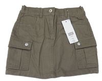Nové - Khaki rifľová cargo sukňa F&F