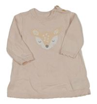 Svetloružové svetrové šaty s laní Mothercare