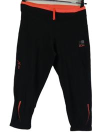 Dámské černo-neonově růžové běžecké capri funkční legíny Karrimor 